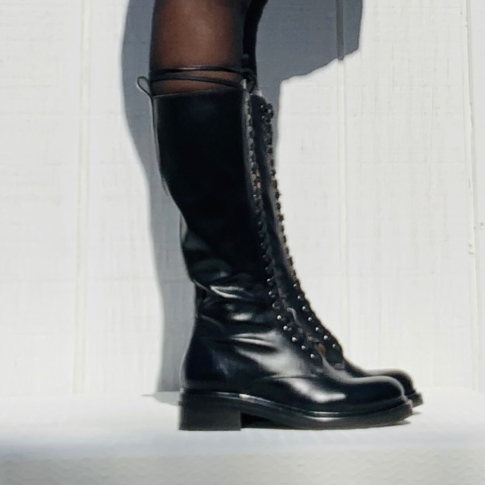 Frye Alice Black Lace Up Combat Boots 8 Tall NWT - Picture 11 of 16